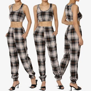 TheMogan Junior's canotta a quadri e pantaloni da jogging carota SET outfit casual 2 pezzi - Foto 1 di 14