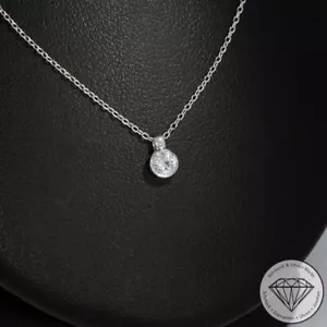 Wert 1040 € Solitär Brillant Anhänger & Kette (0,18 carat) 750 18 Karat Weiß ... - Bild 1 von 9