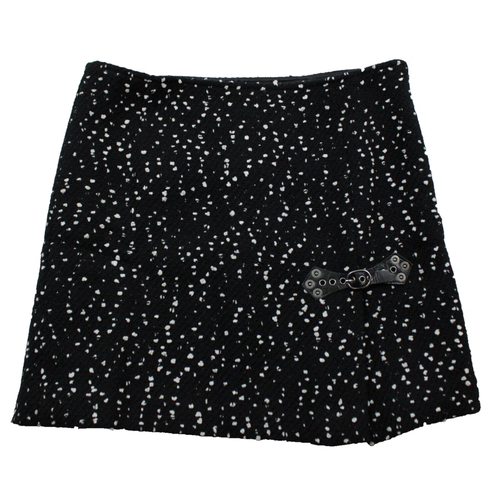 Cynthia Steffe Side Zip Mini Skirt, Women's 6, Textured Knit Black & White - Image 1 of 4