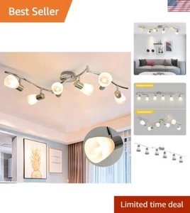 Stylish Modern LED Ceiling Light, Adjustable Glass Shades, 6-Warm White Bulbs - Picture 1 of 10
