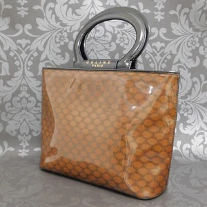 CELINE Macadam Brown PVC Vinyl Handbag Tote Bag #38 Rise-on - Imagen 1 de 15