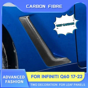 2x Real Carbon Fiber Front Fender Side Vent Garnish Trim For 17-22 INFINITI Q60 - Picture 1 of 16