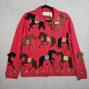 Design Options by Philip & Jane Gordon Horse Western Cardigan Sz S - Picture 1 of 8