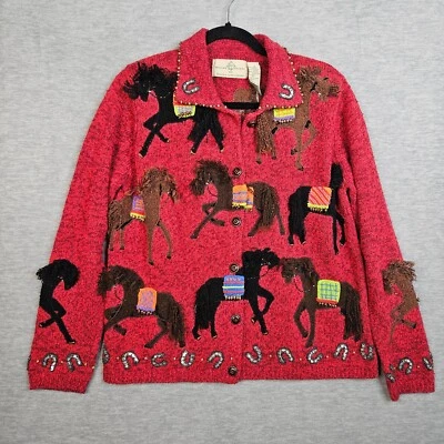 Design Options by Philip & Jane Gordon Horse Western Cardigan Sz S - Image 1 of 4