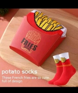 French Fries Socks In A Box Novelty Socks - Picture 1 of 4