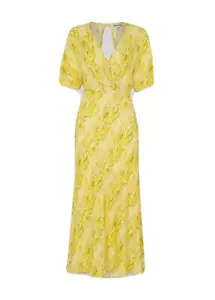 Whistles Python Print Dress UK 12 10 BNWT Yellow Midi  189 Snake Open Back - Picture 1 of 13