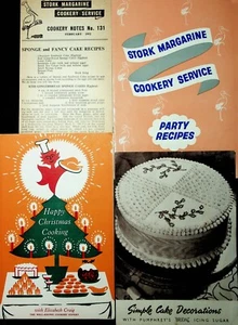 4 x Cake & Party Vintage Leaflets Stork Pumphrey's Elizabeth Craig 1950s cooking - Picture 1 of 4
