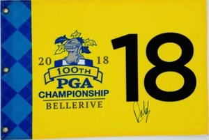 FRANCESCO MOLINARI SIGNED 2018 PGA CHAMPIONSHIP GOLF PIN FLAG AUTOGRAPH COA K1 - Picture 1 of 1