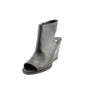 Steve Madden Faine Womens Black Leather Wedges Heels Shoes  6 - Picture 1 of 1