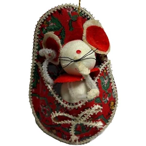 Topo in polistirolo ornamento natalizio vintage anni 60 a letto - Foto 1 di 6