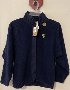 PINK WV University Collegiate Blue Sherpa Full-Button XS Jacket NWT! A2710 - Picture 1 of 5