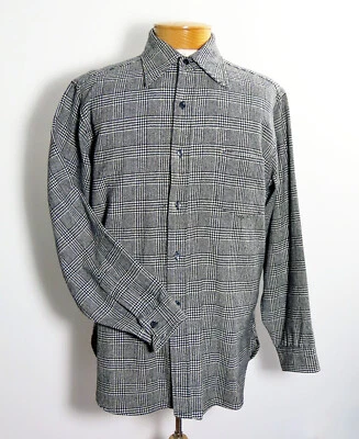 ВИНТАЖНЫЙ 1960-Х НАЧАЛЕ 70-Х PENDLETON 100% ШЕРСТИ БОЛЬШОЙ КЛЕТКУ ЧЕРНО-БЕЛАЯ РУБАШКА - Изображение 1 из 4