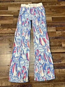 Lilly Pulitzer Little Beach Pants Girls Size XL (12-14) Sail Boat Drawstring - Picture 1 of 7