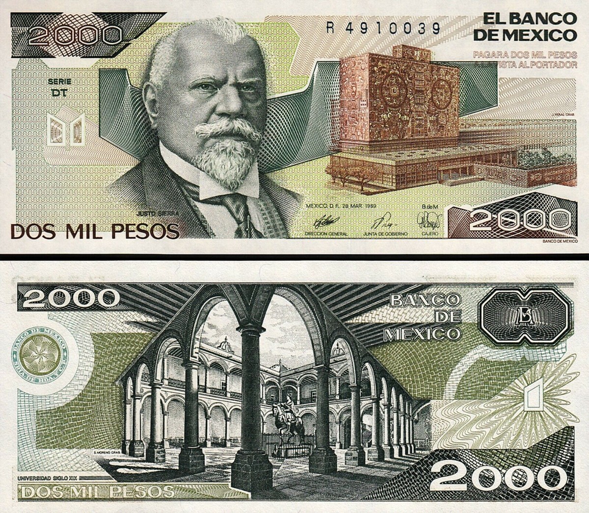 ⑤メキシコ旧紙幣　20000   1989年 ⑤メキシコ旧紙幣 20000 1989年 ⑤メキシコ旧紙幣 20000 1989年