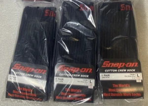 BLACK Snap-on Tools Large (Size 7-12) Crew Socks Made In The USA **3 Pairs** - Picture 1 of 3