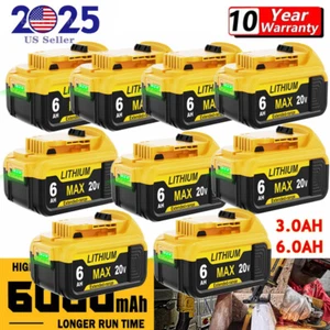 Pack 20V Battery For DeWalt 20 Volt Max 6.0AH DCB206-2 Lithium-Ion Replacement - Picture 1 of 36