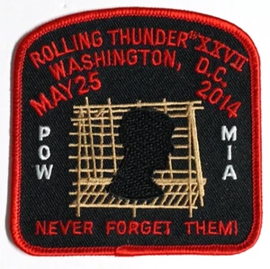 Rolling Thunder XXVII POW & MIA Embroidered Iron On 3.5"h Military Patch 2014 - Picture 1 of 2