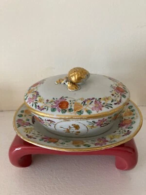 Antique Chinese Export 3pc. SM Fam.Rose tureen - Image 1 of 4