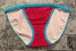 NO BOUNDRIES NOBO SIZE 6M RED WHITE POLKA DOT VINTAGE RARE STRING BIKINI PANTIES - Picture 1 of 3