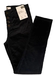SO Black Velour High Rise Super Skinny Stretch Girls Sz (8) Pants Holiday NEW - Picture 1 of 4