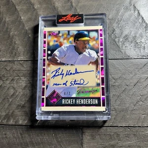 Rickey Henderson 2025 Leaf Seasons in the Sun Baseball Auto Holo Pink /7 - Picture 1 of 2
