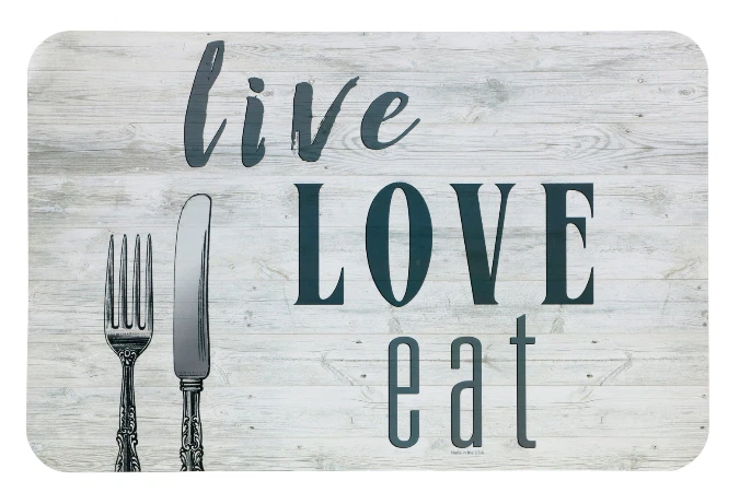 Farmhouse Live Love Eat Fork & Knife Style Vinyl Kitchen Placemats Set of 4 - Image 1 of 1
