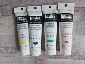 4 Liquitex Heavy Body Acrylic Paint Turner's Yellow Manganese Emerald Gr Magenta - Picture 1 of 1