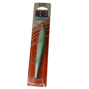 Rebel Floater Saltwater Minnow Fishing Lure Triple Treble Hooks Green White NEW - Picture 1 of 4