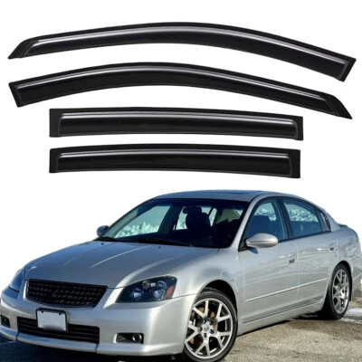 For 2002-2006 Nissan Altima Tape-on Window Visors Rain Guards Wind Deflectors  - Image 1 of 4