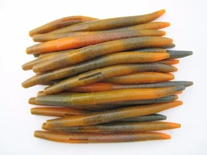 40PK 5"SENKO-STYLE-CRAWDAD ORANGE SWIRL-SOFT-PLASTIC-WORMS-BASS-SCENT-HEAVY-SALT - Picture 1 of 4