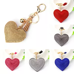 Fashion Peach Heart Rhinestone Charm Pendant Purse Bag Key Chain Accessory - Bild 1 von 20