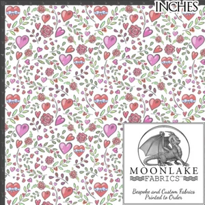 Ditsy Valentine Herzen 100% Qualität Baumwolle Popeline Stoff - Bild 1 von 3