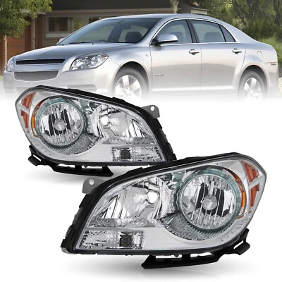 Juego de montaje de 2 faros halógenos cromados para Chevy Malibu 2008-2012 Foto 1 de 4