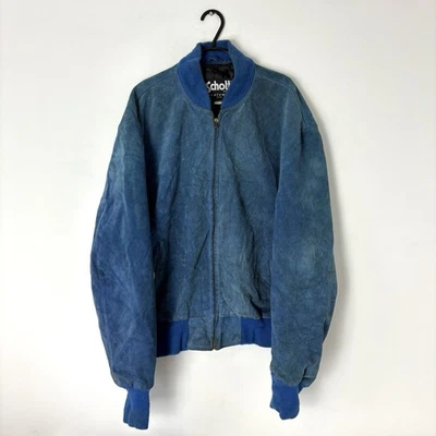 SCHOTT USA Suede Leather Bomber Jacket Men Blue Vintage 90s - Size 48 Long - Image 1 of 4