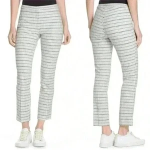Theory Hose 8 Classic Skinny Karo Gitter Viskose dehnbar elfenbein schwarz grün - Bild 1 von 7