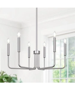 6-Light Farmhouse 6-Light - Brushed Nickel (No assembly light fixture) - Picture 1 of 8