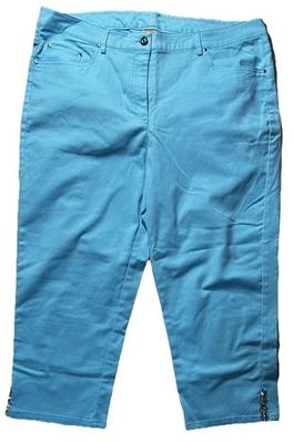 Ruby Rd. Sz 16W Turquoise Capri Cropped Pants decorative Hem  new without tags - Image 1 of 4