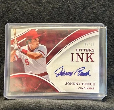 Immaculate Collection Johnny Bench Hitters Ink Autograph 6/10 - Image 1 of 2