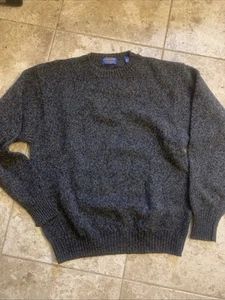 Vintage Mens L Pendleton Navy 100% Shetland New Wool Pullover Sweater - Picture 1 of 4