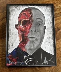 Gus Fring Breaking Bad Original Art Collab Portrait Gustavo Artwork Charcoal - Picture 1 of 3