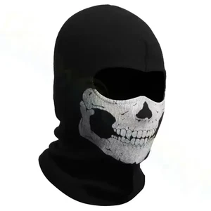 Motorcycle Balaclava Full Face Mask Skull Print Motorbike Full Face Mask Windpro - Picture 1 of 13