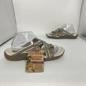 Sketchers-Sandalias Mujer Talla 9 Reggae Rockin Soundstage Cuero Taupe Exterior - Imagen 1 de 14