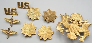 WWII Army Air Forces Wings, Major, US Officer Insignia Pins Sets & Hat Badge Lot - Picture 1 of 2