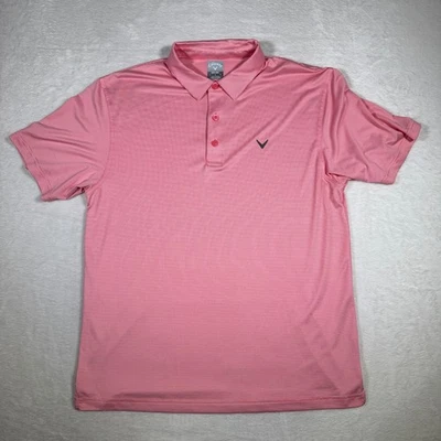 Callaway Opti Dri Pink Stripe Golf Polo Shirt Mens Large Short Sleeve - Image 1 of 4