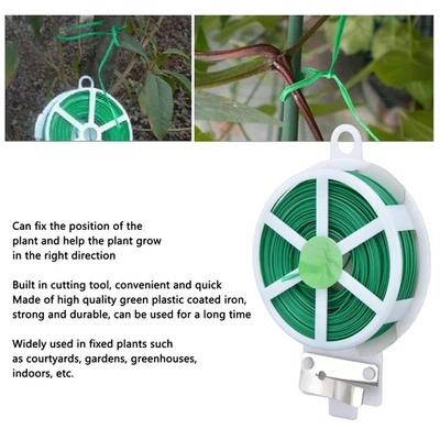 4pcs Plant Ties 50 Meters Green Twist Ties Wire W/Built In Cutter For Garden New - Image 1 of 4