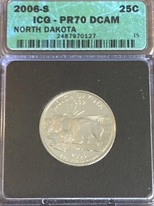 2006-S 25c CLAD PCGS PR70DCAM NORTH DAKOTA QUARTER PROOF DEEP CAMEO PR 70 DC - Picture 1 of 4