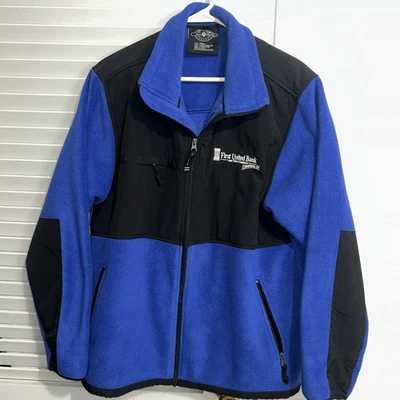 Charles River 女式黑色软壳全拉链羊毛衬里夹克银行标志 Med — 第 1/4 张图片