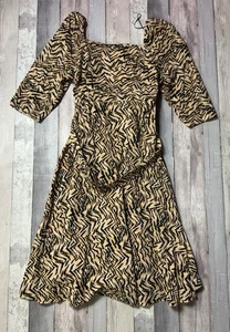 Abito lungo nuovo con etichette Monsoon Angelina stampa animalier cammello donna UK 24 rrp £99 - Foto 1 di 12
