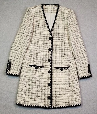 Veronica Beard Palatine Tweed Plaid Check Mini Dress Black Cream/Ivory Size 6 - Image 1 of 4