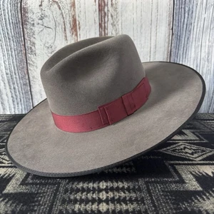 Stetson Caribou Gray Tri-City Wide Brim Fur Felt Fedora Size 7 - Picture 1 of 13